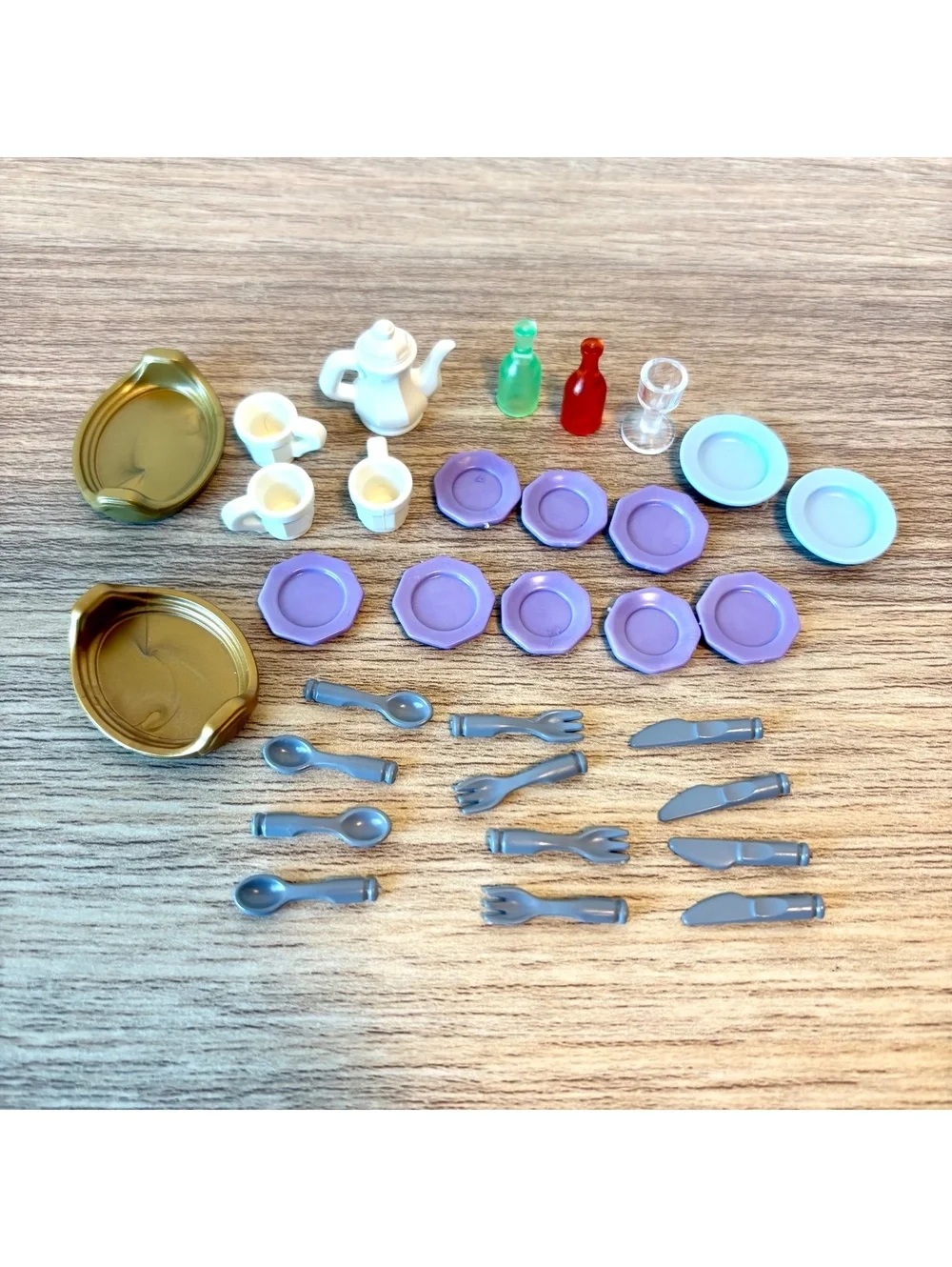 Playmobil Vintage 31 Pc Miniature Kitchen Dining Tea Set Plates Cups Utensils